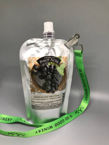 OSG Pinot Noir pouch, a single serving of wine.