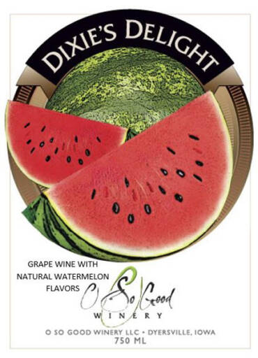 label with slices of watermelon