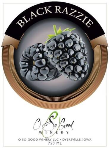 label depicting juicy black raspberries