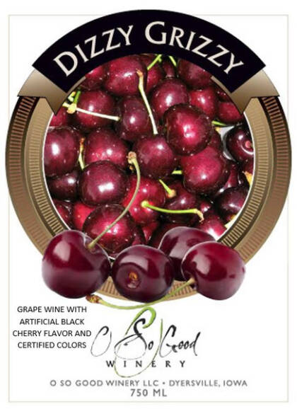 Black cherries spilling out of the OSG label